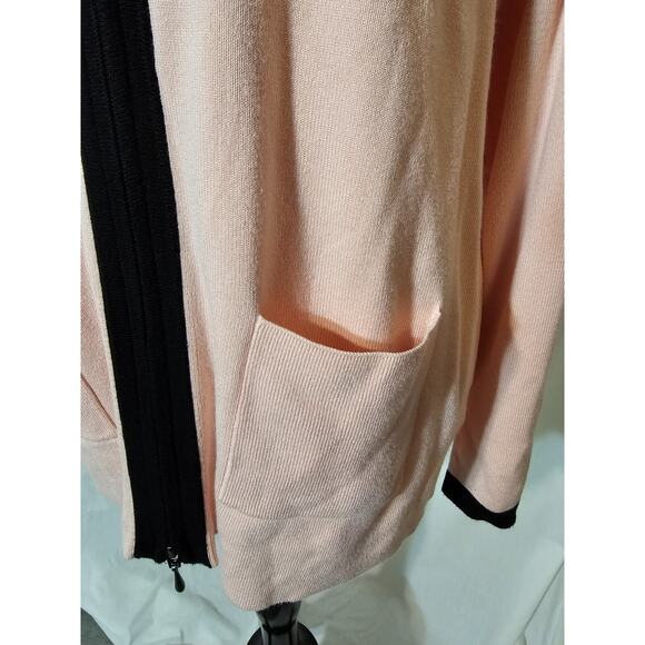 Linea by Louis Dell'Olio Whisper Knit Pink Rose Zip Front Cardigan Size Large L - Picture 3 of 5